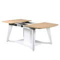 Moderne Uitschuifbare Eettafel met Houten Blad en Wit Onderstel