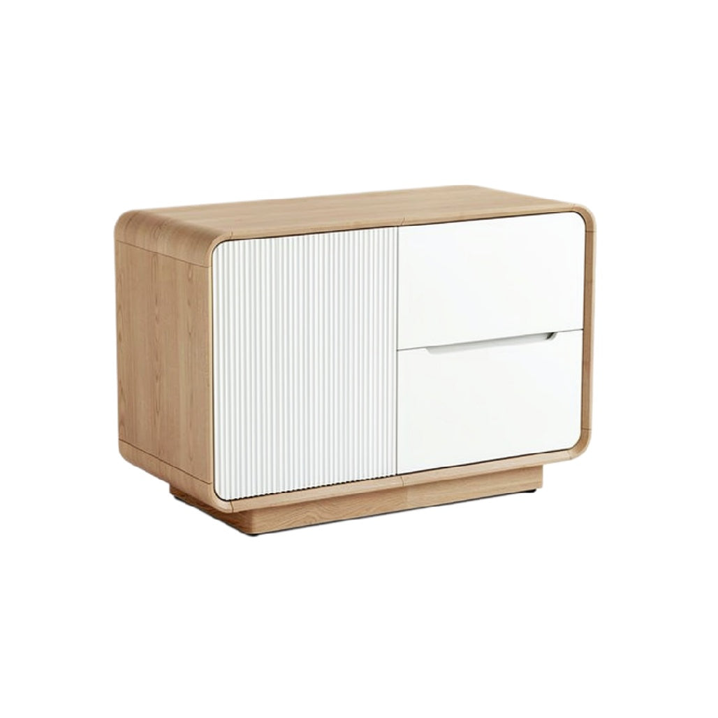 Moderne Design Kast met Witte Deuren en Natuurlijke Houten Afwerking