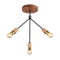Technische titel in het Nederlands: **Moderne Hanglamp met Drie Lichten en Houten Plafondbevestiging**