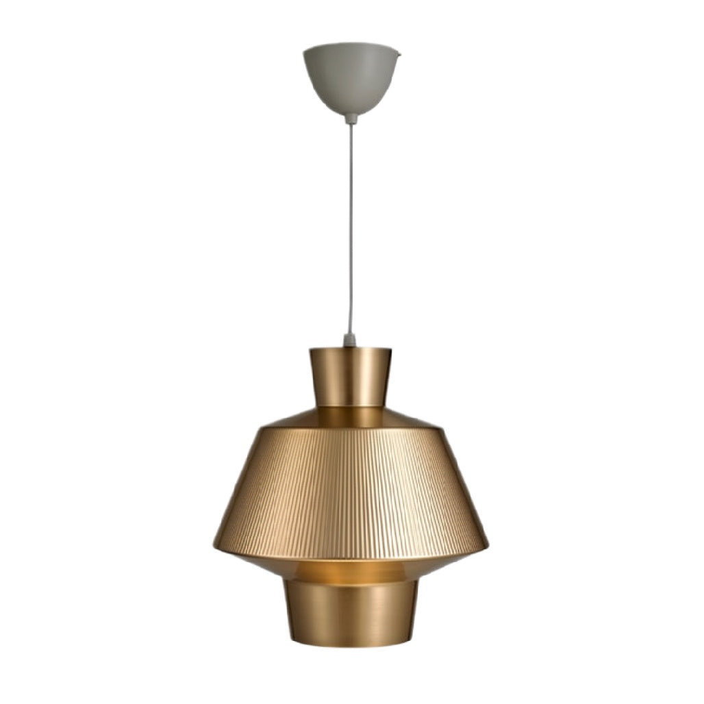 **Technische Titel: Gouden Hanglamp met Gegraveerde Ribbelstructuur**