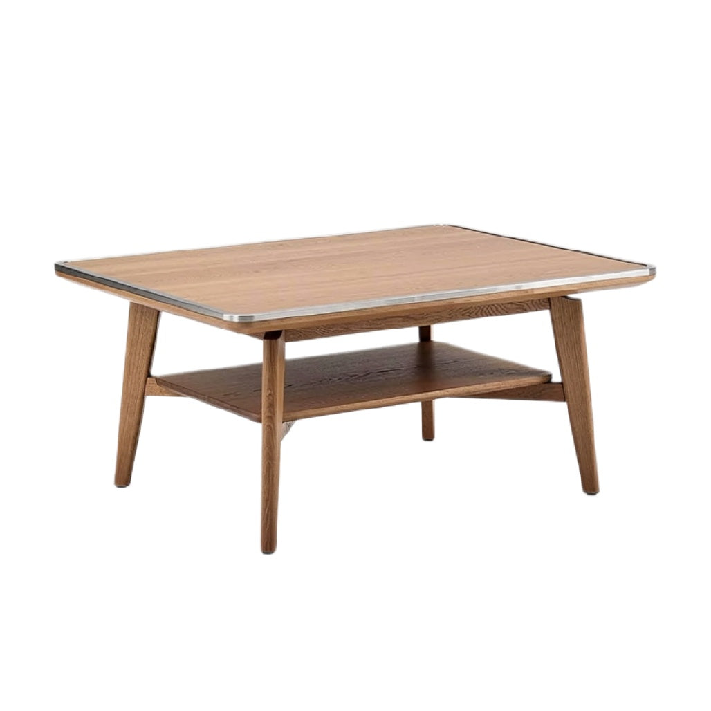 Moderne Houten Salontafel met Onderplank - Eikenhout, Minimalistisch Design