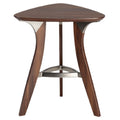**Moderne Driehoekige Houten Tafel met RVS Onderstel**